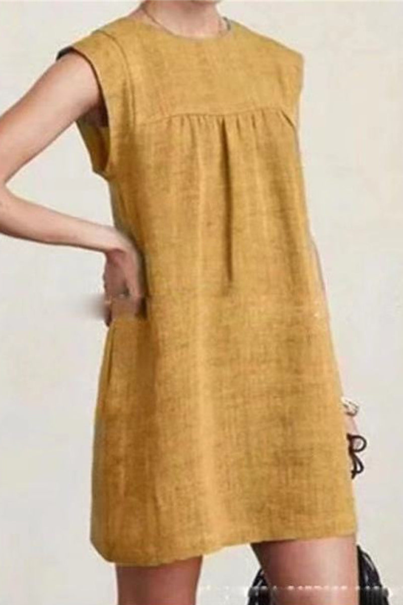 Kaynafashions - Casual Solid Solid Color O Neck A Line Dresses(4 Colors)