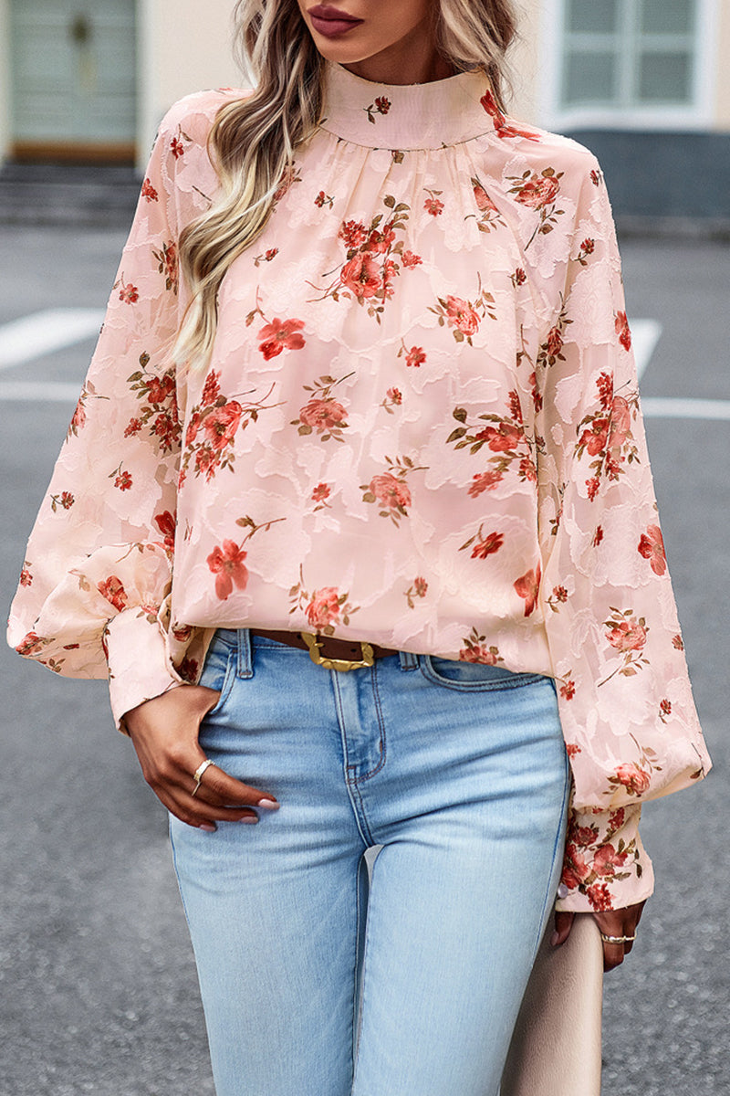 Kaynafashions - Elegant Floral Bandage Half A Turtleneck Tops