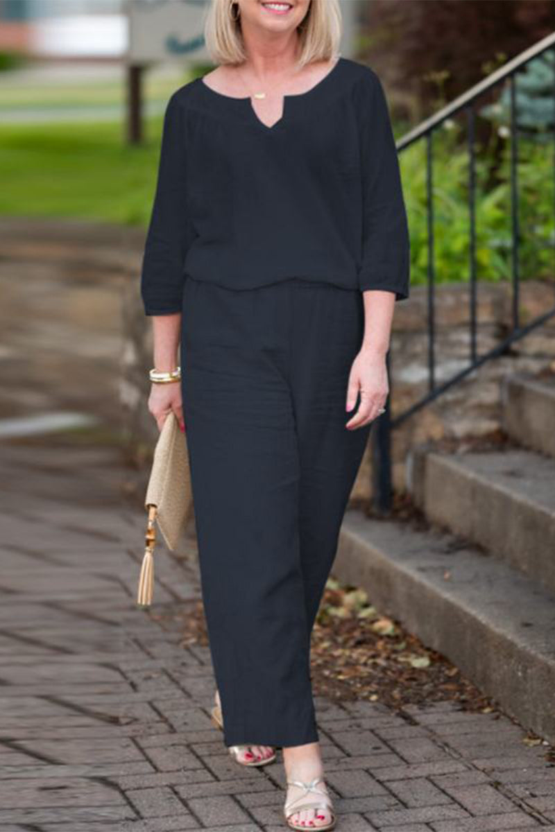 Kaynafashions - Casual Solid O Neck Half Sleeve Two Pieces