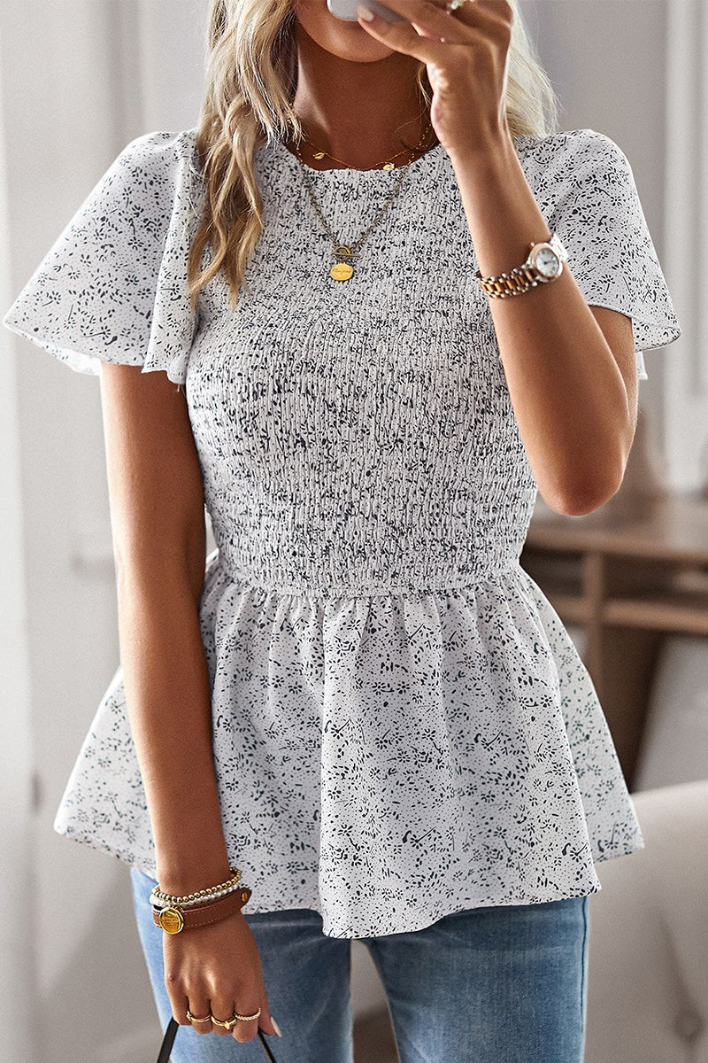 Kaynafashions - Casual Sweet Print Patchwork O Neck Tops(5 Colors)