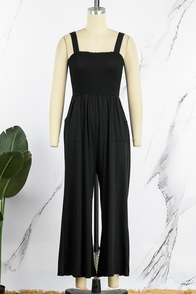 Kaynafashions - Casual Solid Patchwork Square Collar Loose Jumpsuits(6 Colors)