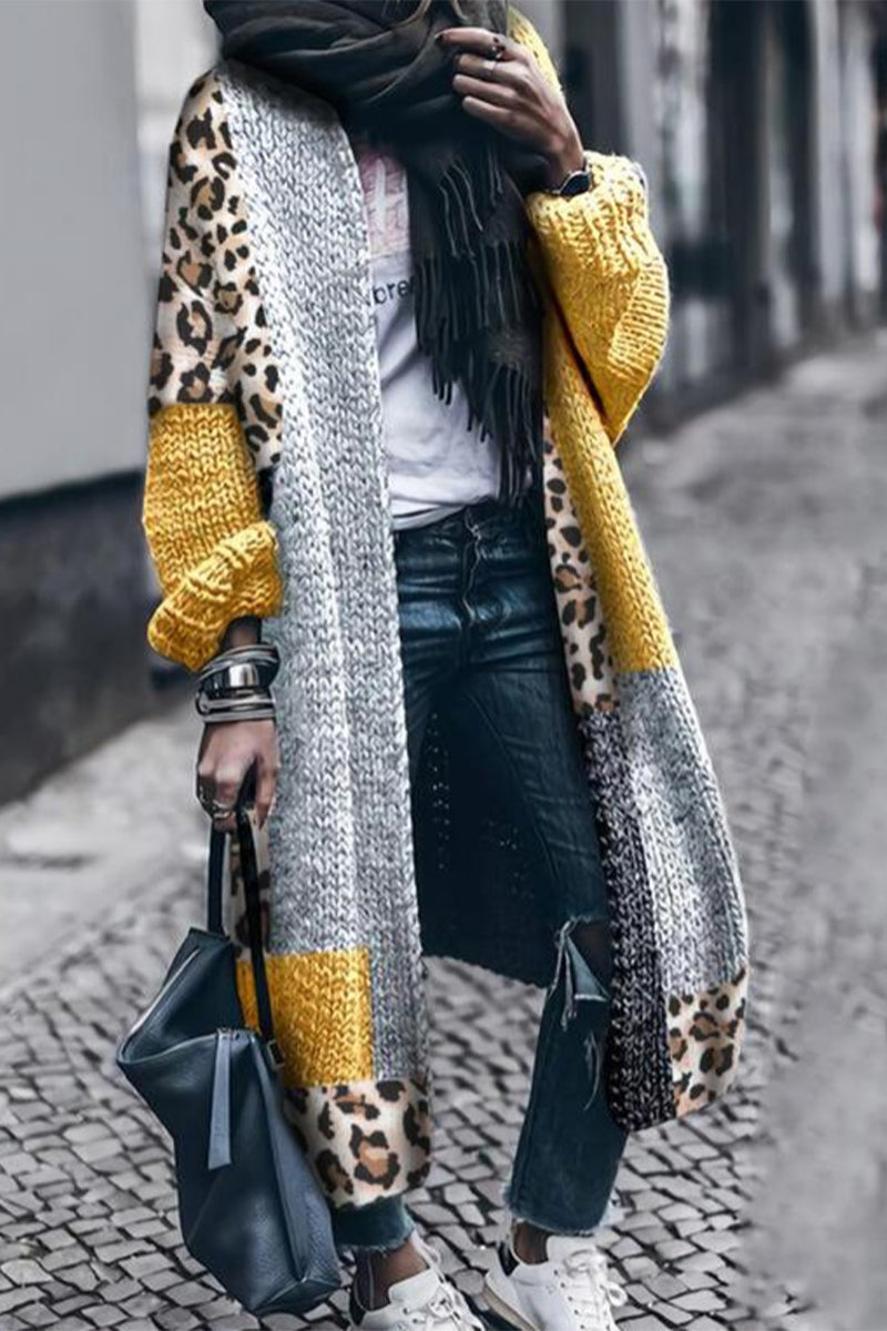 Kaynafashions - Casual Color Block Patchwork Cardigan