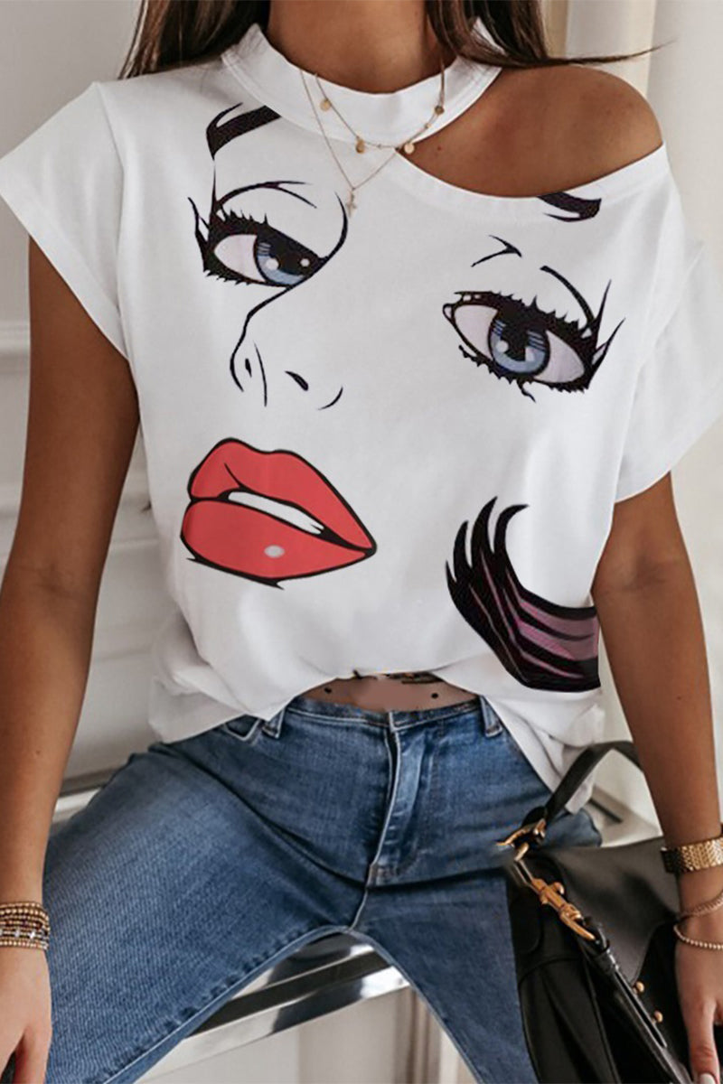 Kaynafashions - Casual Simplicity Lips Printed O Neck T-Shirts