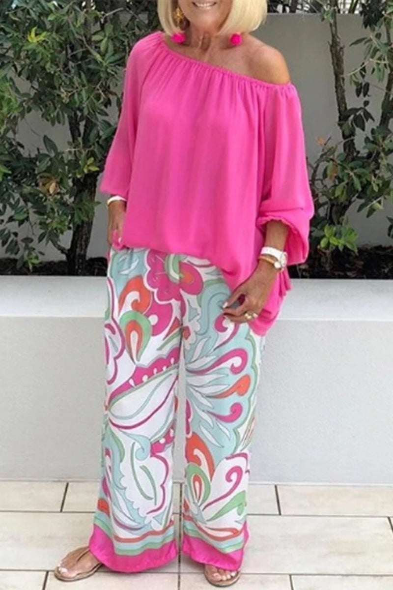 Kaynafashions - Casual British Style Print Patchwork Off the Shoulder Long Sleeve Two Pieces(3 Colors)