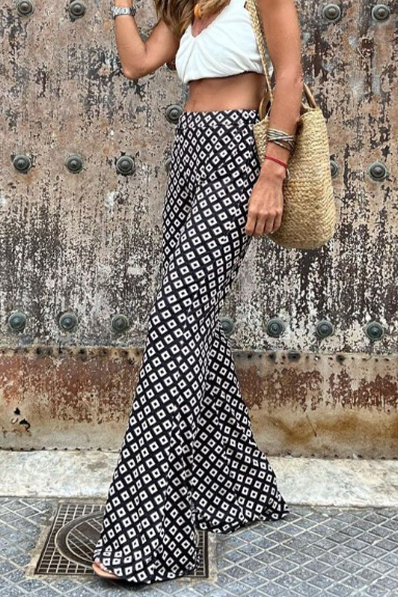 Kaynafashions - Casual College Print Patchwork Regular Speaker Full Print Bottoms