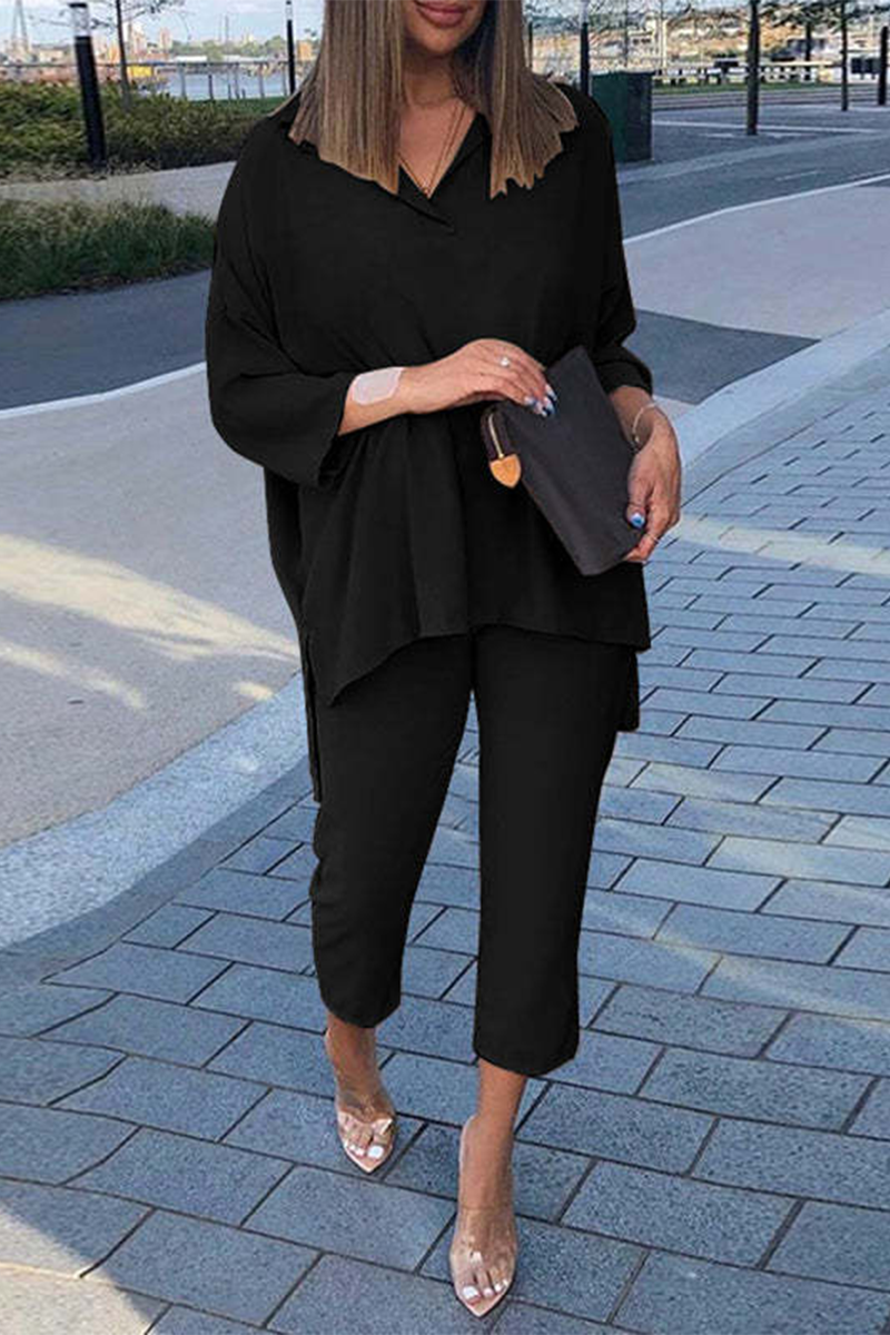 Kaynafashions - Casual Solid Patchwork V Neck Long Sleeve Two Pieces(3 Colors)