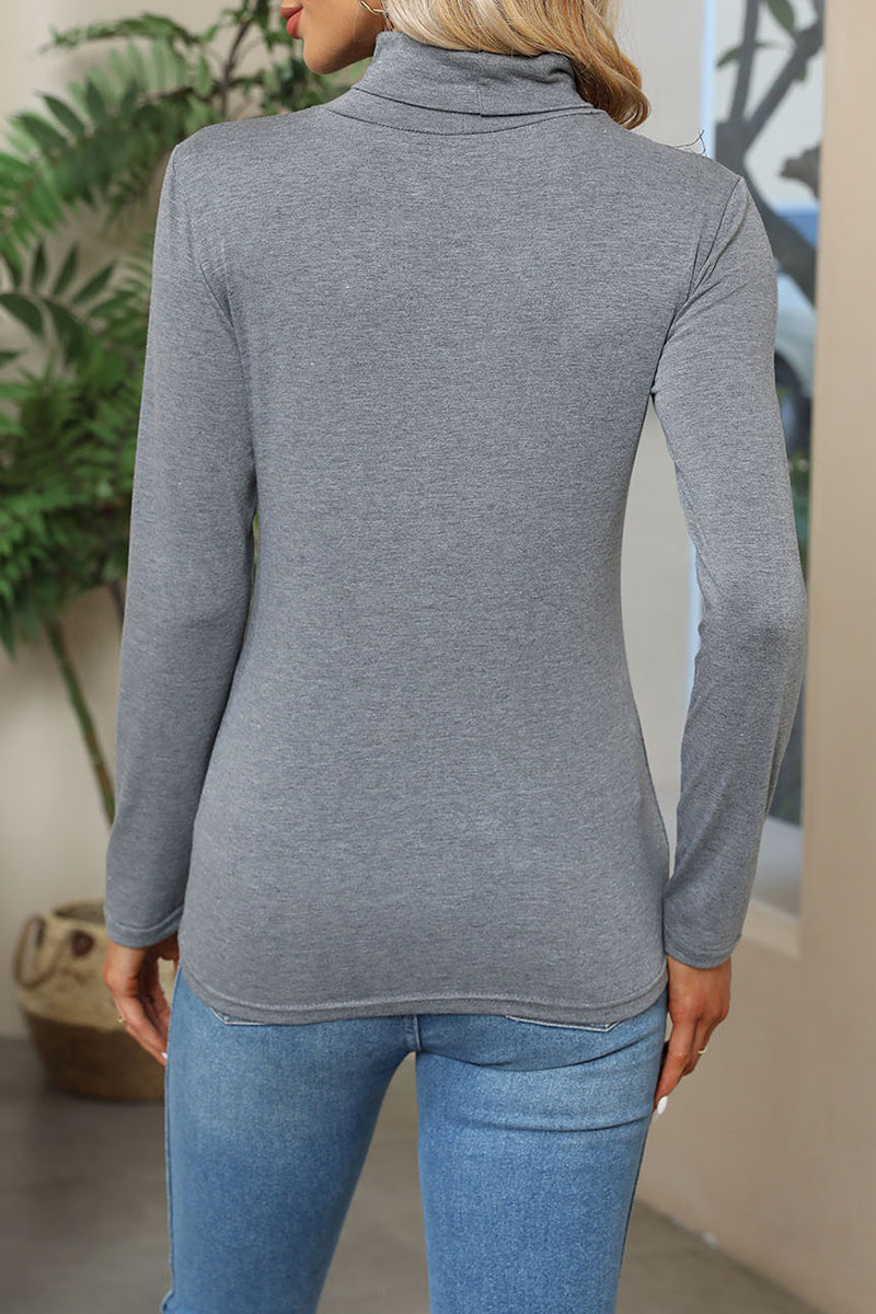 Kaynafashions - Daily Simplicity Solid Turtleneck Tops(6 Colors)