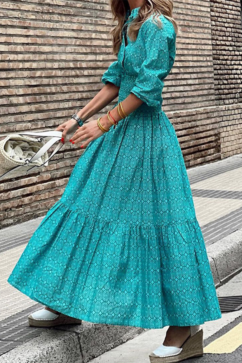 Kaynafashions - Casual Elegant Geometric Fold Shirt Collar A Line Dresses