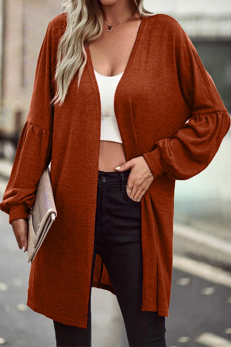 Kaynafashions - Casual Solid Solid Color O Neck Cardigans(6 Colors)