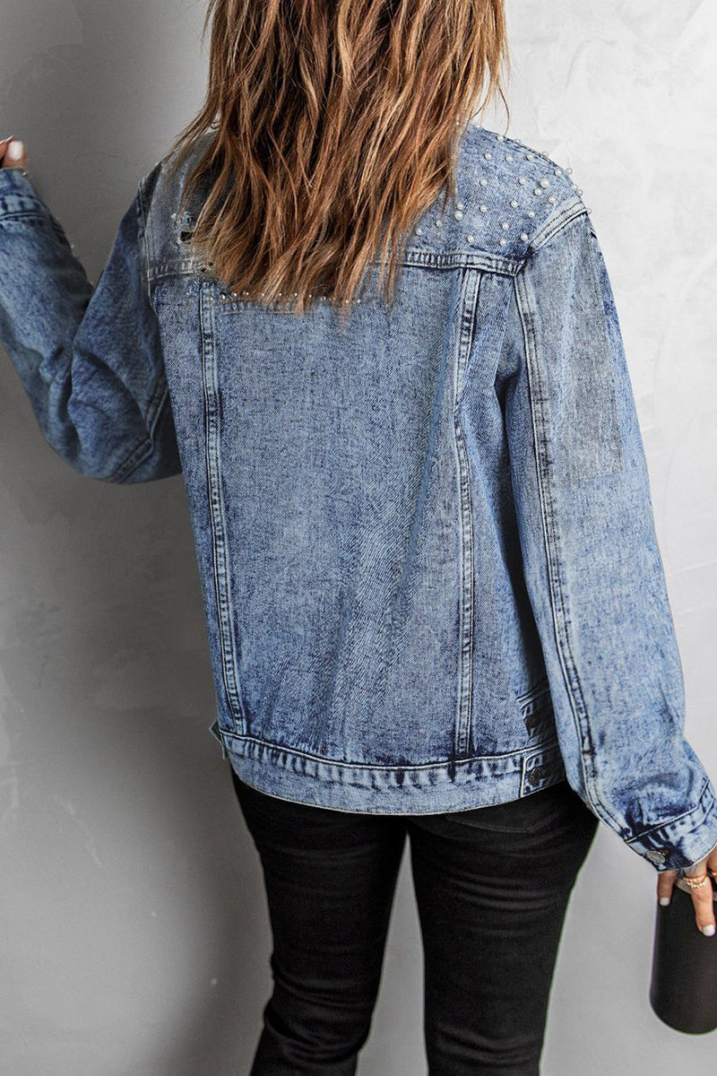 Kaynafashions - Street Solid Patchwork Pocket Buckle Beading O Neck Outerwear