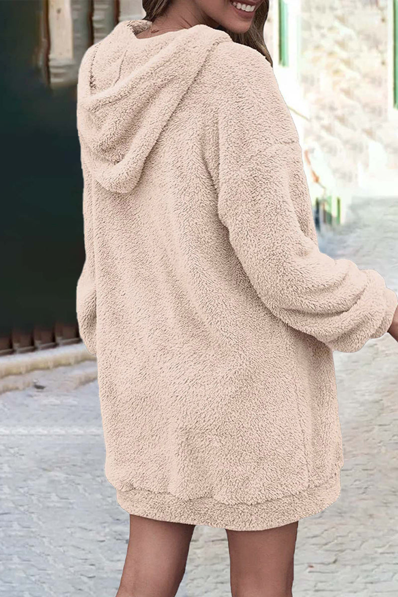 Kaynafashions - Fashion Solid Patchwork Hooded Collar Tops(6 Colors)