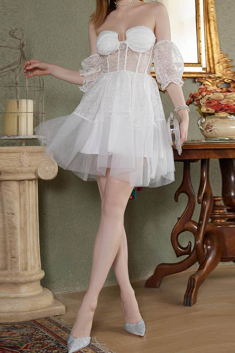 Kaynafashions - Celebrities Elegant Solid Lace See-through Off the Shoulder Princess Dresses