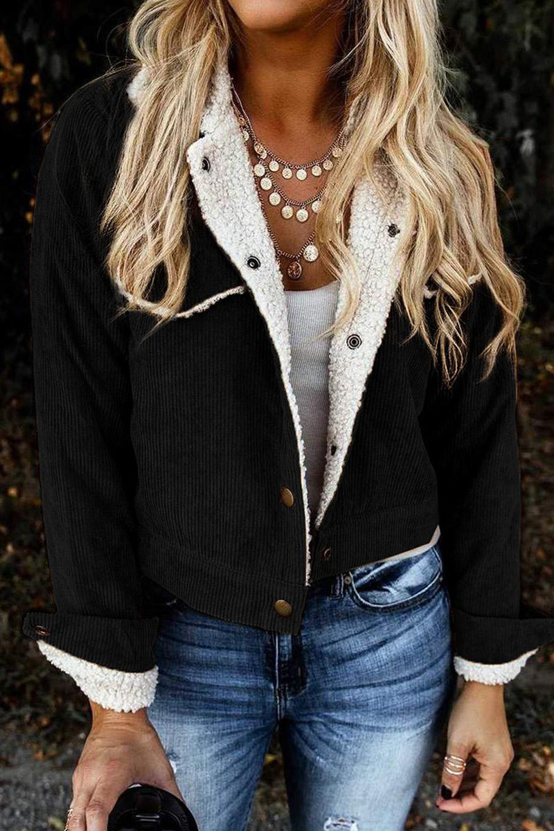 Kaynafashions - Street Solid Buckle Turndown Collar Outerwear