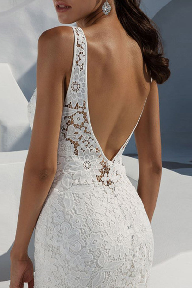 Kaynafashions - Sexy Formal Solid Lace V Neck Evening Dress Dresses