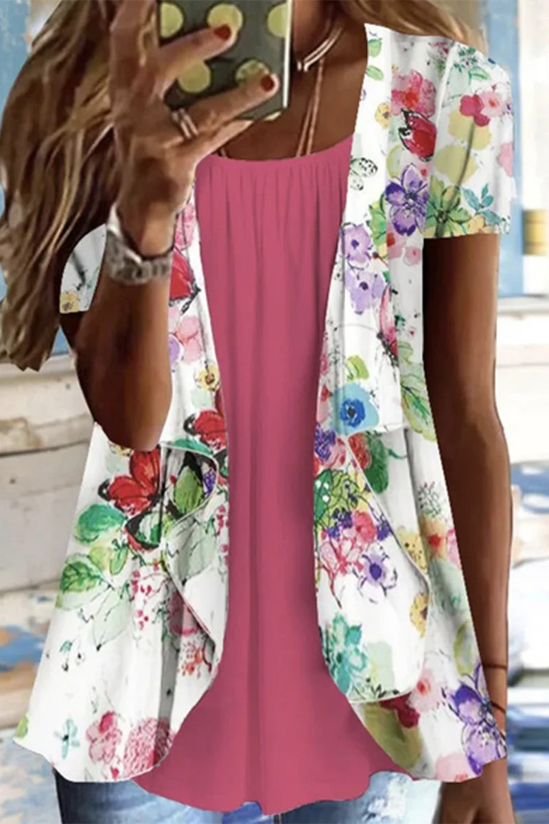 Kaynafashions - Casual Floral Patchwork O Neck T-Shirts