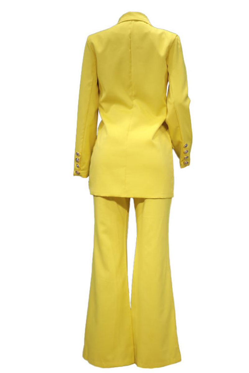 Kaynafashions - Casual Solid Patchwork Buttons Turn-back Collar Long Sleeve Two Pieces(5 Colors)