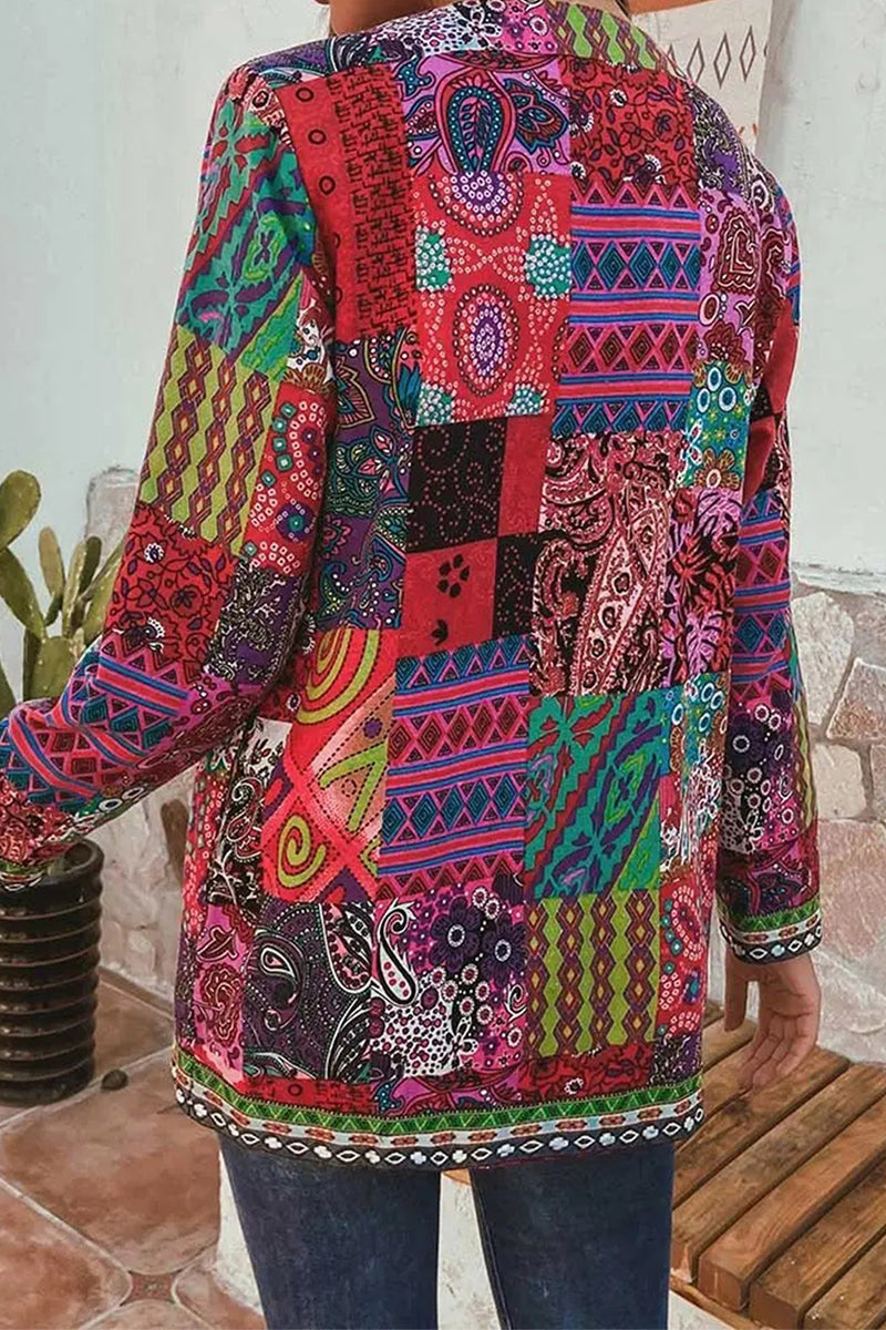 Kaynafashions - Print Printing O Neck Outerwear(3 Colors)