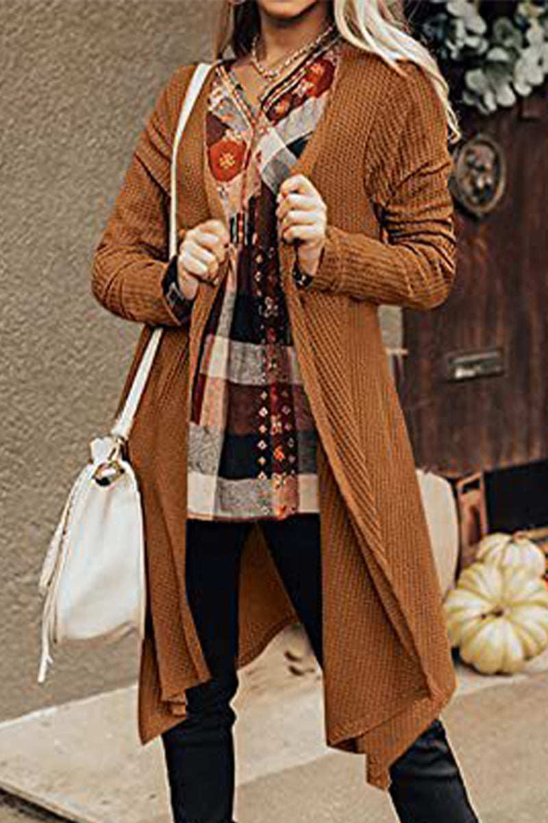 Kaynafashions - Casual Solid Asymmetrical O Neck Cardigans(8 Colors)