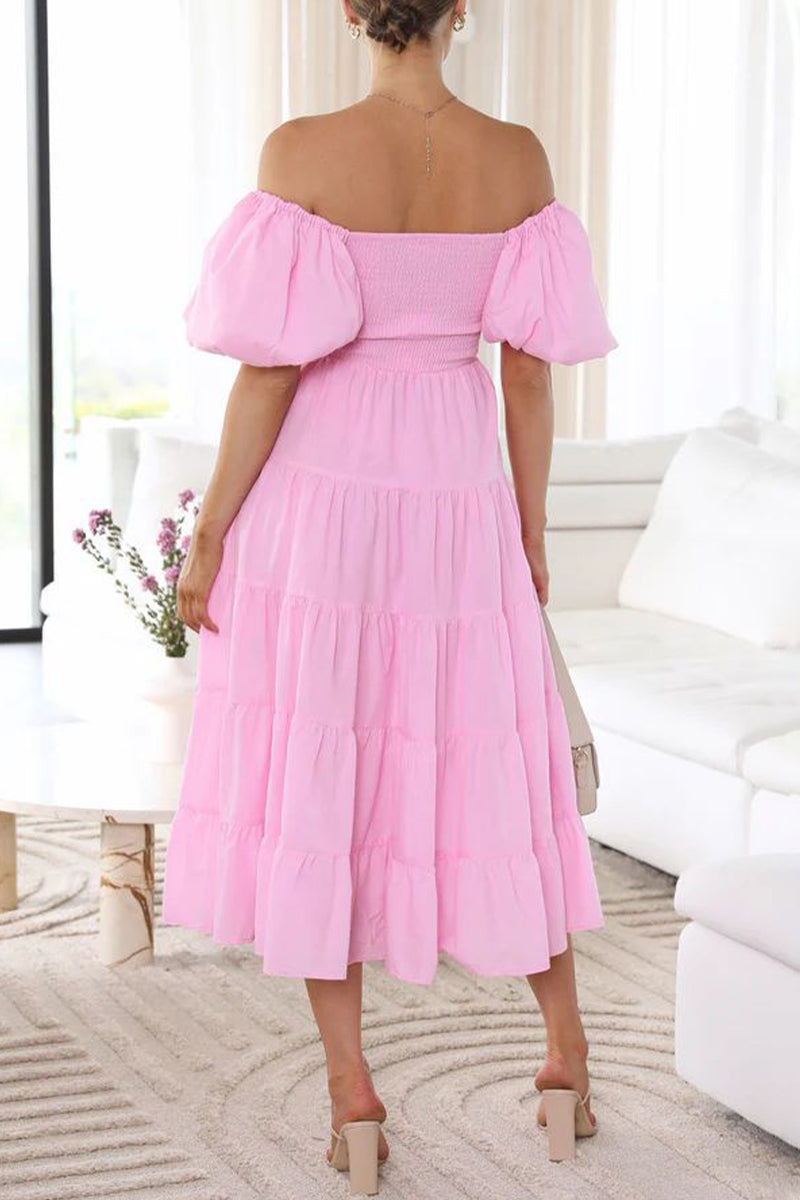 Kaynafashions - Casual Simplicity Solid Backless Off the Shoulder A Line Dresses(6 Colors)