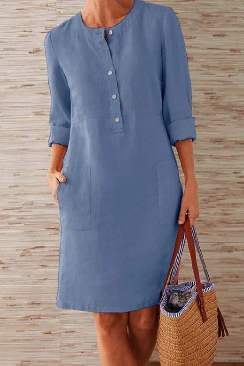 Kaynafashions - Fashion Street Solid O Neck A Line Dresses