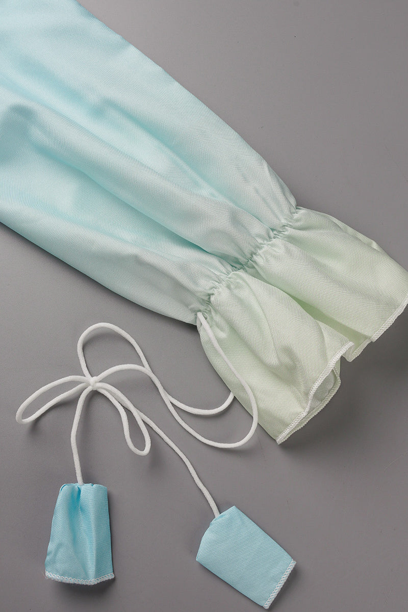 Kaynafashions - Elegant Gradual Change Patchwork Frenulum V Neck Printed Dress Dresses(3 Colors)