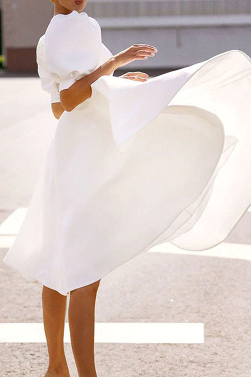 Kaynafashions - Fashion Street Solid Backless O Neck Princess Dresses