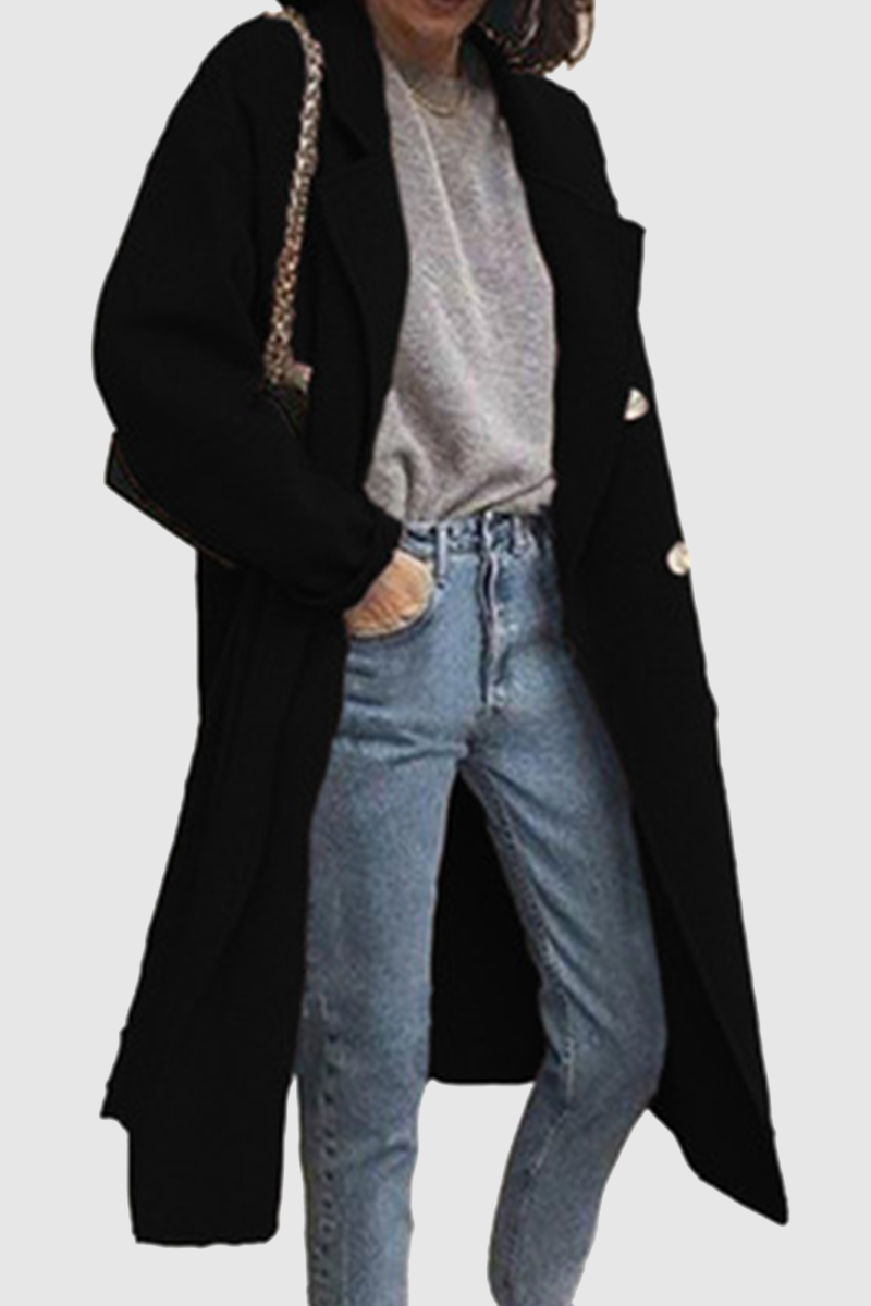 Kaynafashions - Casual Elegant Solid Buckle Turndown Collar Outerwear(6 Colors)