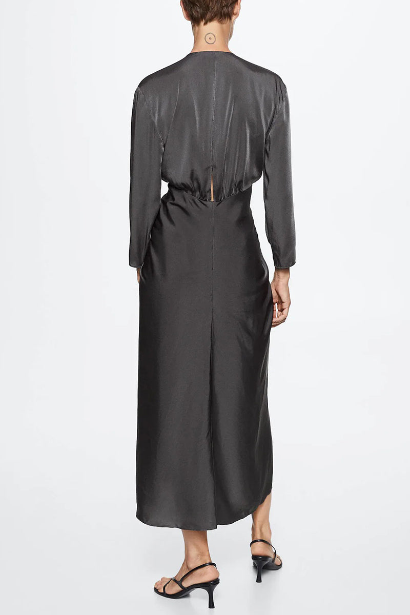 Kaynafashions - Elegant College Solid Asymmetrical V Neck Waist Skirt Dresses