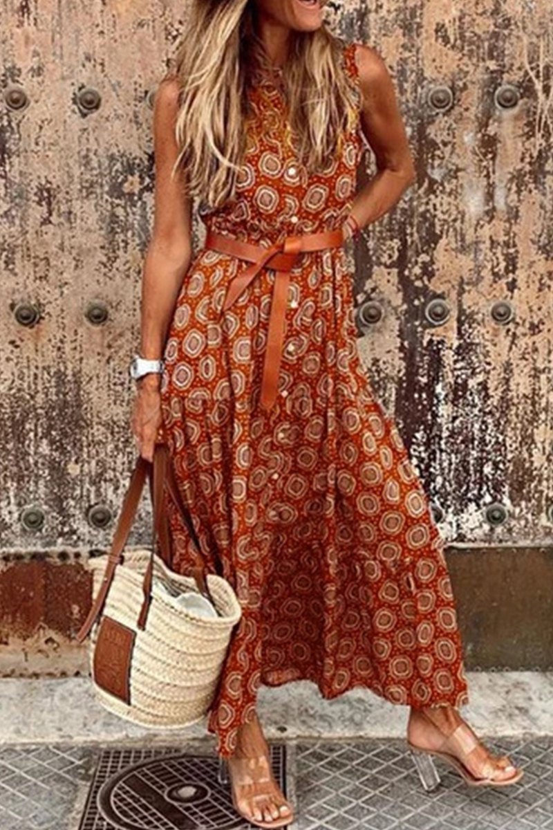 Kaynafashions - Casual Dot Buckle Basic Mandarin Collar A Line Dresses(3 Colors)