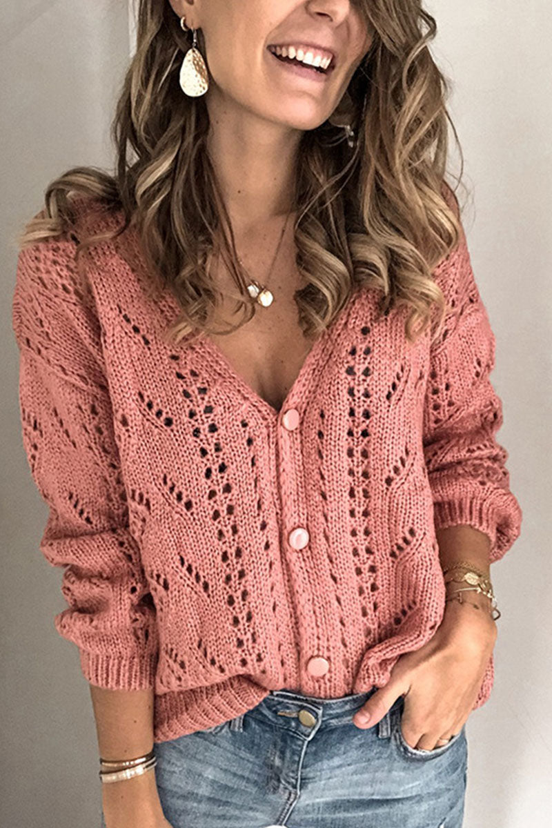 Kaynafashions - Fashion Street Adult Solid Cardigan V Neck Sweaters(4 Colors)