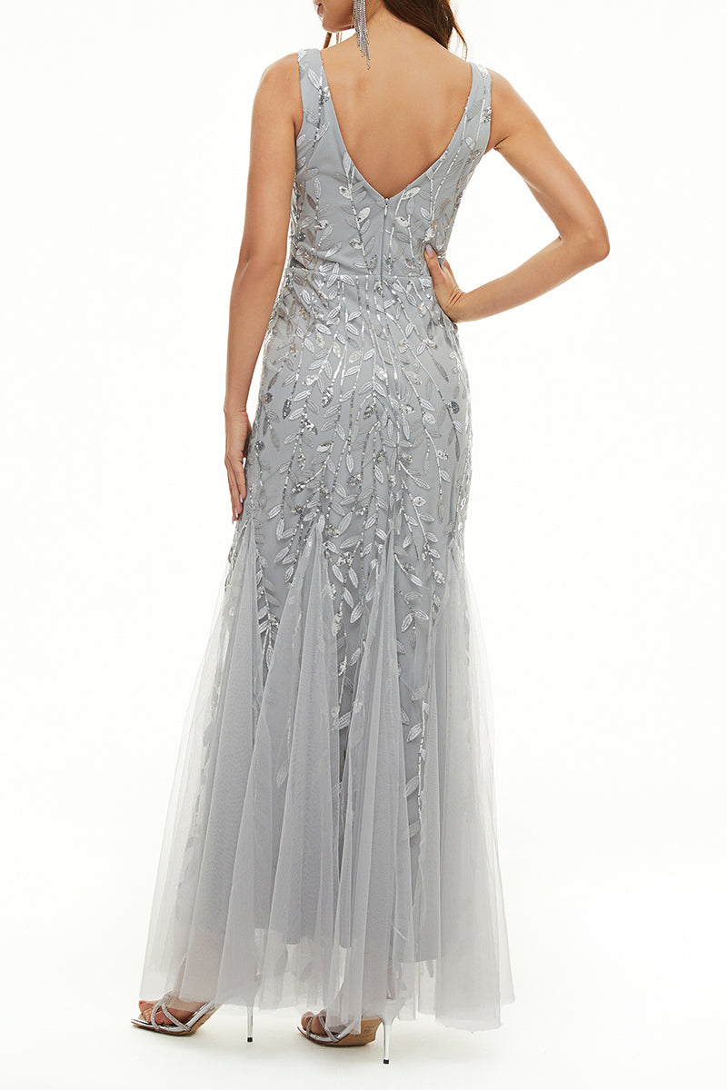 Kaynafashions - Elegant Formal Patchwork Embroidered V Neck Evening Dress Dresses(10 Colors)