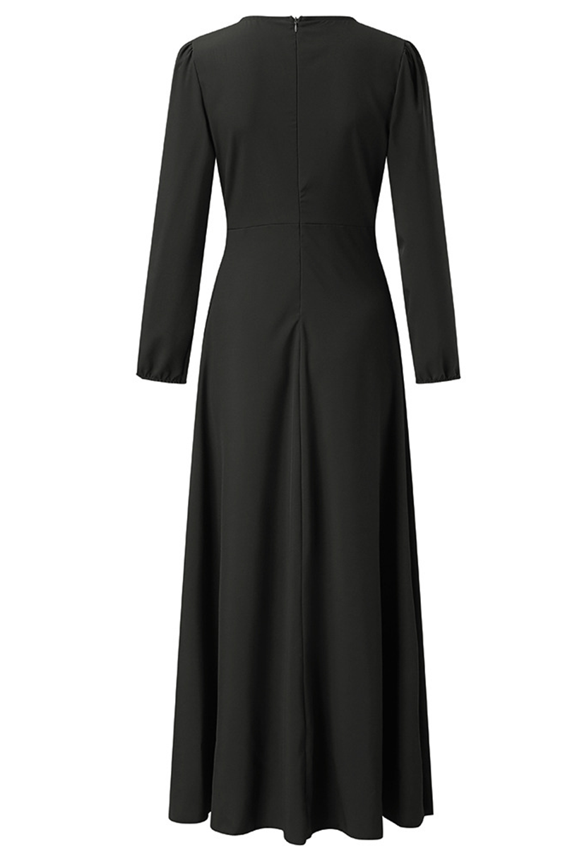 Kaynafashions - Casual Solid Patchwork V Neck Cake Skirt Dresses(3 colors)