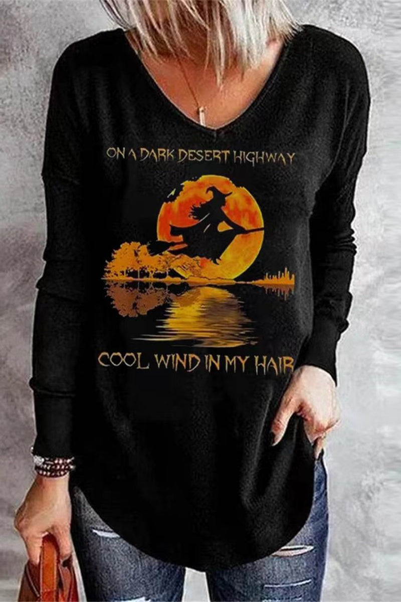 Kaynafashions - Casual Print Solid Color V Neck Tops