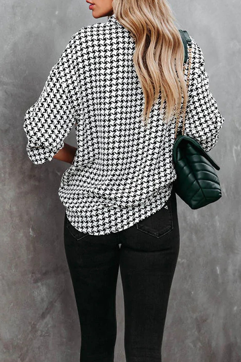 Kaynafashions - Street Plaid Patchwork Shirt Collar Blouses