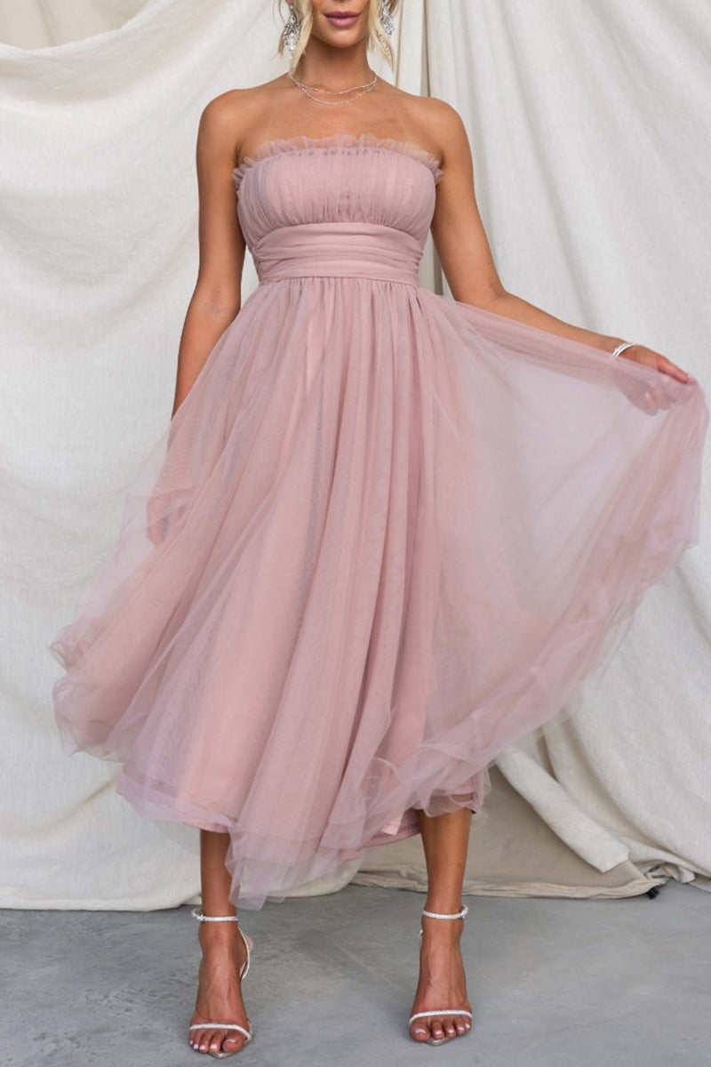 Kaynafashions - Celebrities Elegant Solid Zipper Strapless Evening Dress Dresses