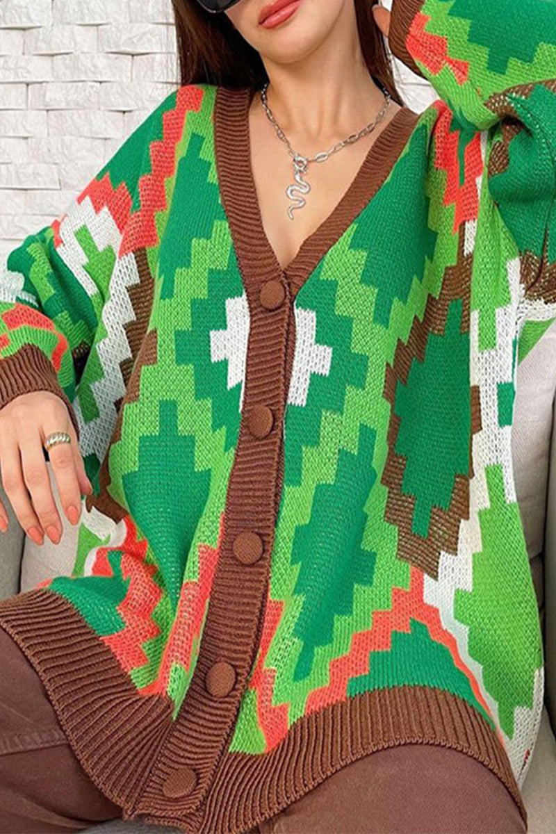 Kaynafashions - Casual Plaid Contrast V Neck Tops