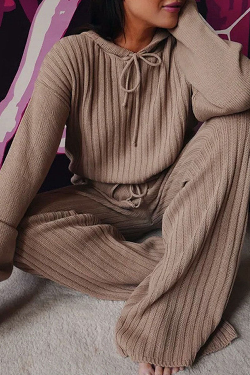 Kaynafashions - Fashion Casual Hooded Collar Long Sleeve Two Pieces(8 Colors)