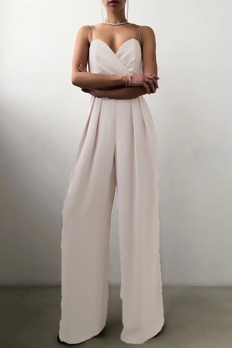 Kaynafashions - Fashion Casual Solid Patchwork V Neck Loose Jumpsuits(6 Colors)