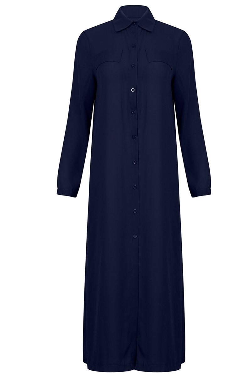Kaynafashions - Casual Solid Patchwork Turndown Collar Shirt Dress Dresses(3 colors)