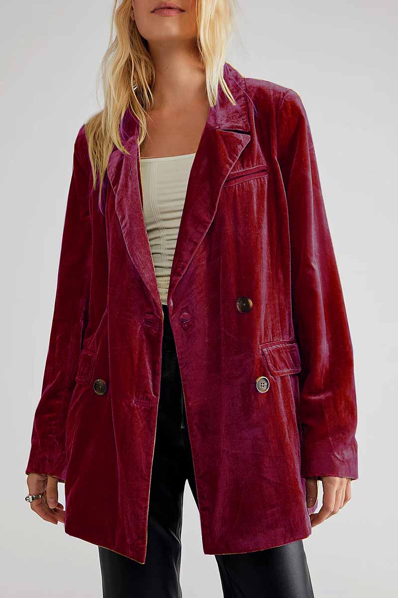 Kaynafashions - Elegant Solid Patchwork Turn-back Collar Outerwear