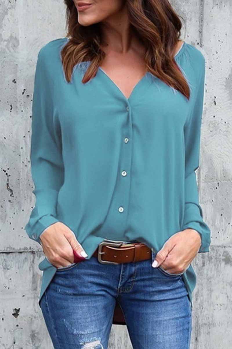 Kaynafashions - Elegant Solid V Neck Tops