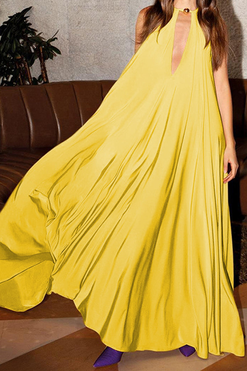 Kaynafashions - Casual Simplicity Solid Patchwork Halter A Line Dresses(4 Colors)