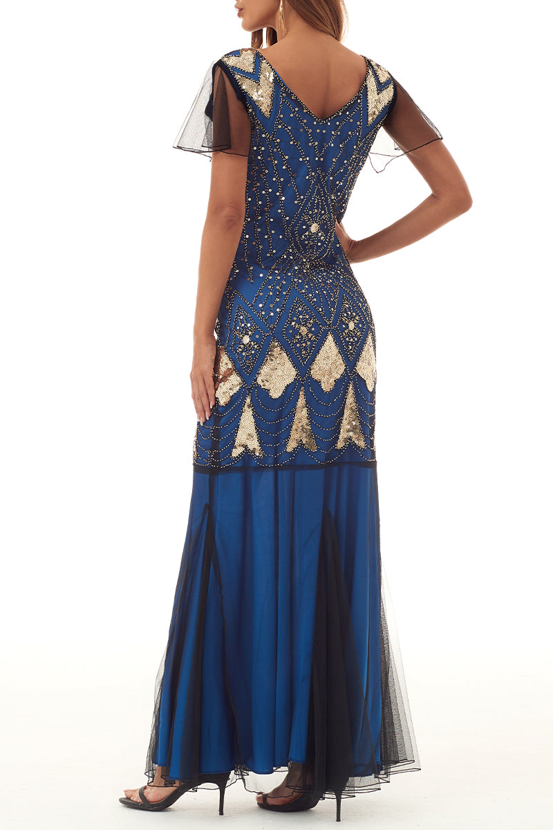 Kaynafashions - Elegant Formal Beading Zipper V Neck Evening Dress Dresses