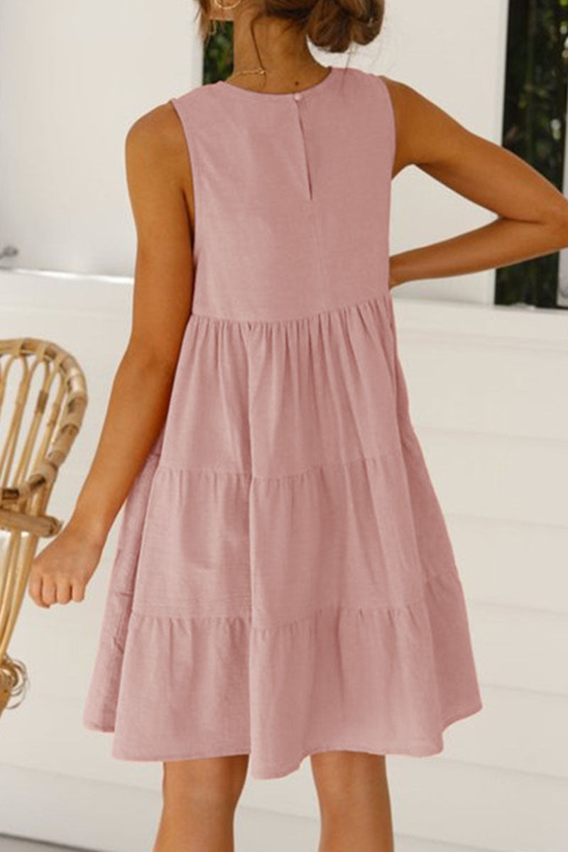 Kaynafashions - Fashion Casual Solid Patchwork O Neck Princess Dresses(6 Colors)