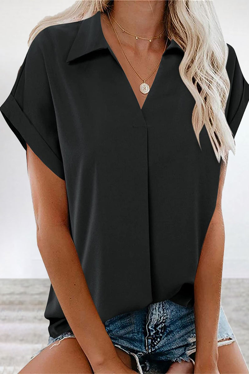 Kaynafashions - Work Simplicity Solid V Neck Blouses(5 Colors)