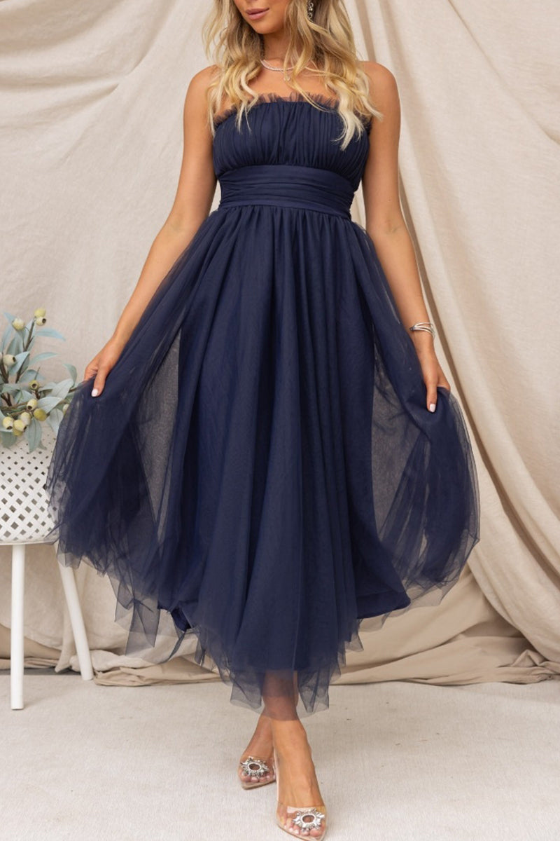 Kaynafashions - Celebrities Elegant Solid Zipper Strapless Evening Dress Dresses
