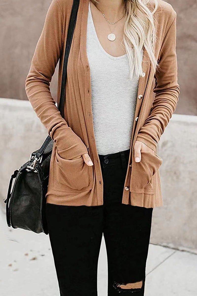 Kaynafashions - Fashion Casual Patchwork Buttons V Neck T-Shirts(6 Colors)