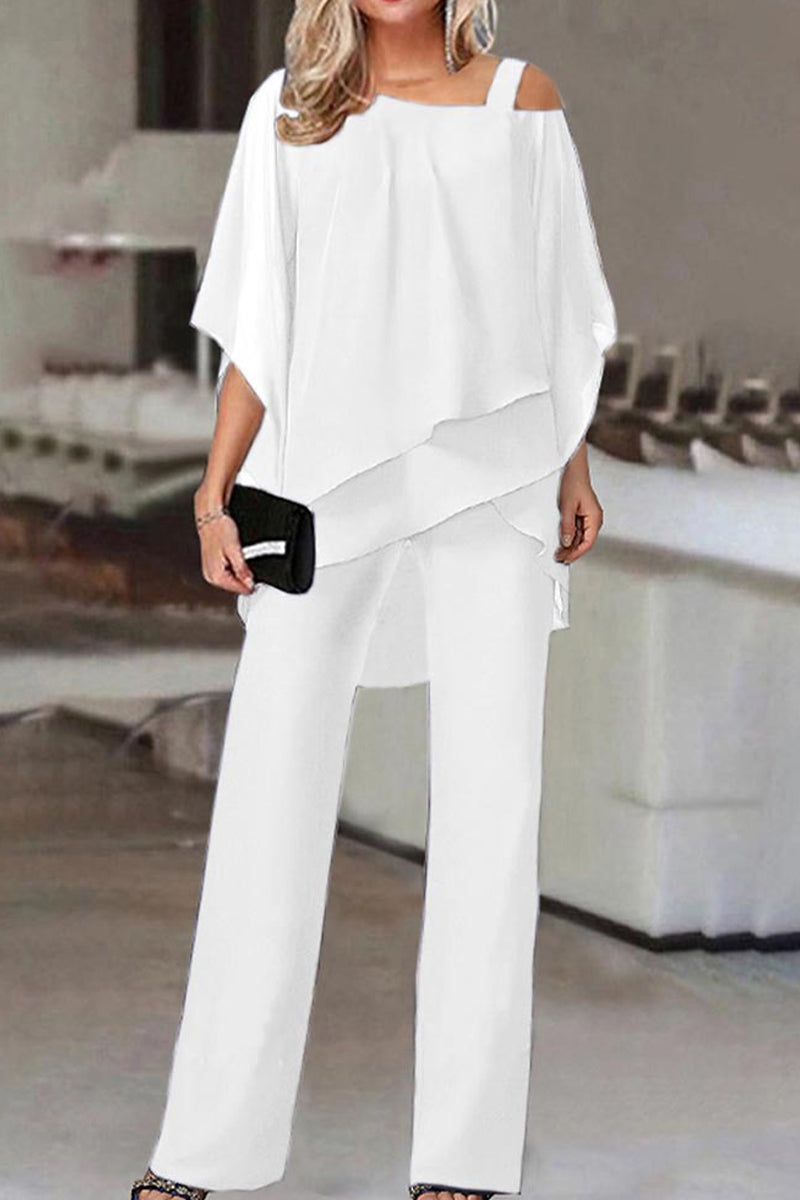 Kaynafashions - Casual Solid Patchwork Oblique Collar Two Pieces(5 Colors)