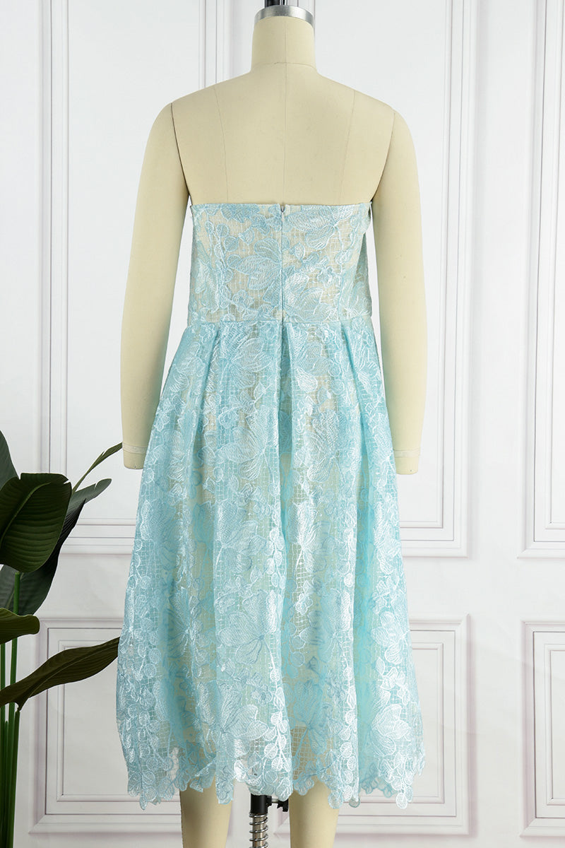 Kaynafashions - Print Patchwork Strapless Irregular Dress Dresses(6 Colors)