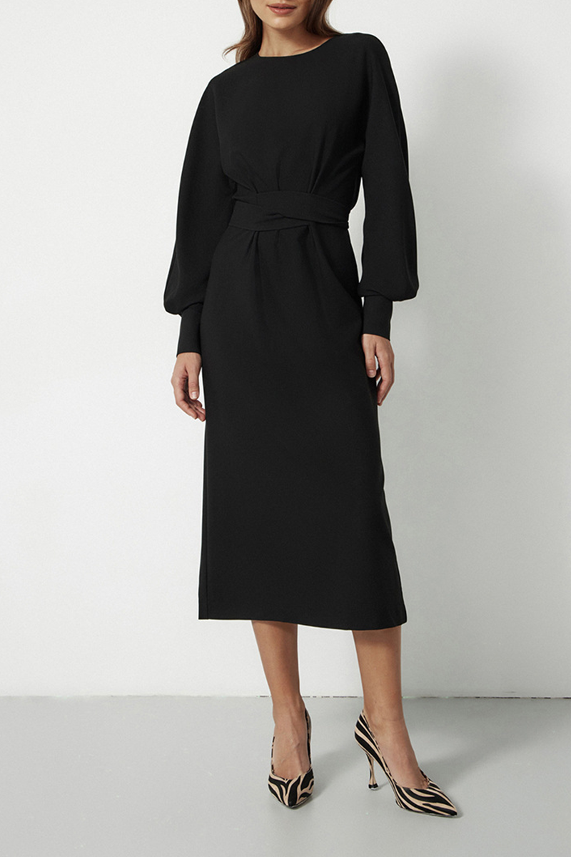 Kaynafashions - Street Solid Patchwork O Neck Waist Skirt Dresses